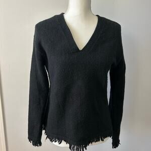 By Anthropologie Black Wool Blend V-Neck Sweater Closet Staple Size Small